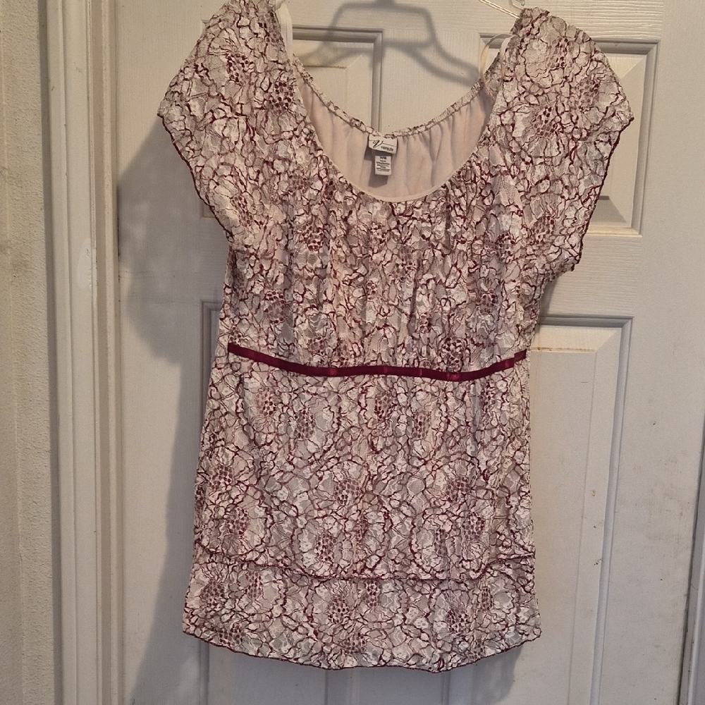 Venezia Red and White Lace Blouse